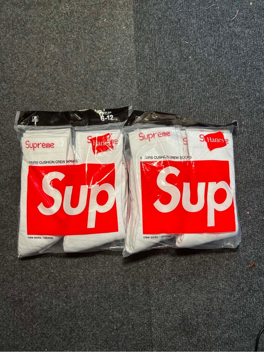 Supreme White Crew Socks with Red Logo Packs